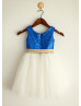 Royal Blue Sequin Tulle Sleeveless Flower Girl Dress